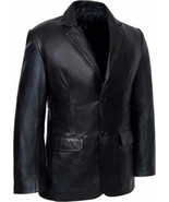 Blazer uomo morbido formale in vera pelle di agnello nero due bottoni fa... - $235.40 CAD+