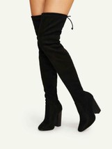 Mujer Olymagen Over The Knee Botas de Invierno, ante Negro, 9W - £74.23 GBP