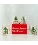 NOS Vtg 80s Set of 4 Christmas Tree Double Old Fashioned Whiskey Glasses... - $1,724.34 MXN