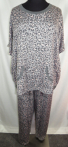 Plus sz 3X(22W-24W)Gray/Pink Leopard Pajamas, Kangaroo Pocket, Secret Treasures - £19.68 GBP