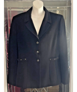 Tahiri Black Blazer / Jacket Metal Ring Details Snap Close  Sz 14P Shoul... - $17.77
