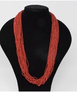 Vintage 30 Multi Strand Red Coral Seed Bead Necklace - $213.93 CAD