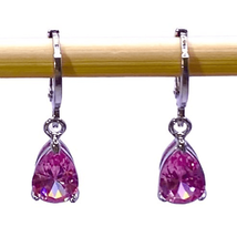 Dangle Earrings 1” (AWN) Pink Zircon Gems - £27.91 GBP