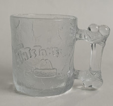 Vintage Flintstones McDonald&#39;s Mug Pre-Dawn Movie Clear Glass Mug Bone Handle - £7.08 GBP