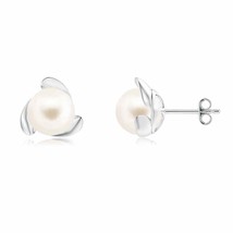 ANGARA 8mm Freshwater Pearl Flower Stud Earrings in Sterling Silver for Women - £111.83 GBP