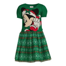 Disney&#39;s Minnie Mouse Girls&#39; Green Christmas Sweater Dress - Size: S (6-6X) - £12.13 GBP