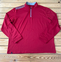 adidas NWT $60 men’s 1/4 zip pullover stripe jacket size L red H5 - $30.39