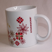 STARBUCKS HOLIDAY SNOWFLAKE POINSETTIA COFFEE TEA CHRISTMAS WINTER MUG R... - $10.69