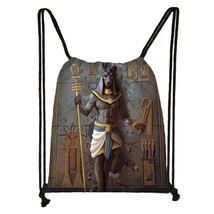 Egyptian Art Print Backpack Egypt Pharaoh Anubis Drawstring Bags for Travel Wome - £48.42 GBP