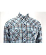 Vintage Pearl Snap Plaid Western Shirt Blue Multi Color Mens - £28.44 GBP