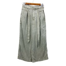 American Eagle Womens 0 Wide Leg High Waisted Paperbag Pants Crop Olive Green  - £15.37 GBP