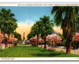 Broadway Boulevard Street View Galveston Texas TX UNP Linen Postcard W20 - £1.87 GBP