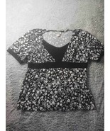 Carducci Womens Baby Doll Top Shirt V Neck Large Fairycore Grunge Y2K Fl... - $14.26