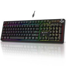 Gaming Keyboards,104 Keys Full Size Mechanical Keyboard Wired 26 Rgb Backlit Wit - £41.55 GBP