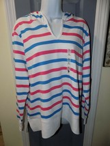 US Polo Assn. White Striped Hoodie Hooded Sweatshirt Size XL Women&#39;s NEW - $37.96