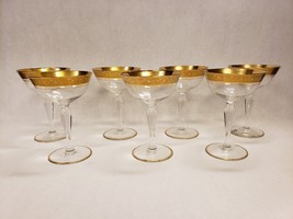 Set of 7 Vintage Champagne Tall Sherbert Glastonbury Lotus Minton Crysta... - $197.99