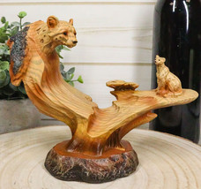 Big Cat Leopard Figurine Faux Wood Resin Cutout Carving Jungle Safari Scene - $26.99