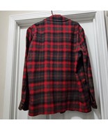 VTG Pendleton Sport Unlined Wool Jacket Red Gray Plaid Leather Buttons M... - $92.45 CAD