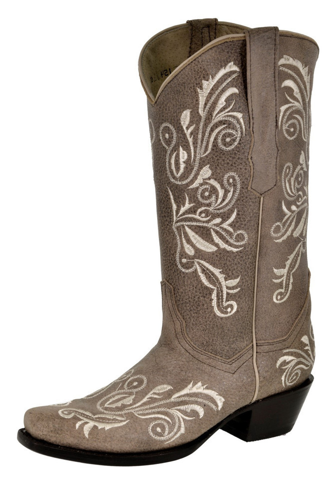 Womens Western Boot Light Brown Leather Casual Embroidery Square Size 6,... - $77.60