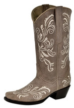 Womens Western Boot Light Brown Leather Casual Embroidery Square Size 6,... - $77.60