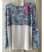 Lilly Pulitzer Finn Top Bali Blue Lilly Loves Cape Cod Size XL - $58.41