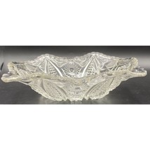 Indiana Glass Paneled Daisy &amp; Fine Cut Scalloped Small Rectangle Fruit Bowl - $283.14 MXN