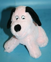 Toms Amusement Puppy Dog 7&quot; Sit Pink Plush Black Ears Nose Tail Soft Toy Stuffed - £7.99 GBP