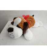 Walmart Hugfun Puppy Dog Brown Tan White Plush Stuffed Animal Red Bow - £20.64 GBP