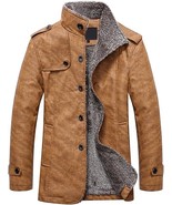 Men's Faux Leather Casual Jacket Stand Collar Single-breasted yasashe Me... - $42.56