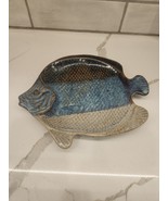 Handcrafted Studio Art Pottery Blue Fish Trinket Dish Bowl Artist Unknown - £14.91 GBP