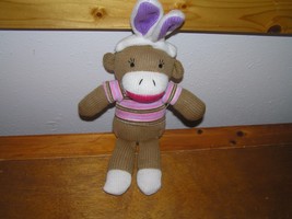 Estate DanDee Small Brown with Pink Striped Tee Shirt &amp; Easter Bunny Rabbit Ears - £6.86 GBP