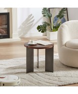 Round Walnut Wood Coffee Table with Black Metal Legs - €163,02 EUR