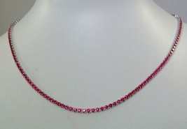 15 Ct Round Cut Pink Ruby 18 Inches Women&#39;s Necklace 14k White Gold Over - £319.67 GBP