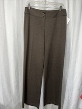 J. Jill Wide Leg Brown Stretch Knit Ponte 2 Button Trousers Pants Size 4 - $28.71