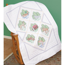 Jack Dempsey Stamped White Lap Quilt Top 40&quot;X60&quot;-Great Outdoors - £15.93 GBP