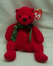 Ty Beanie Babies 2001 Red Holiday Mistletoe Teddy Bear 7&quot; Bean Bag Animal New - £15.82 GBP