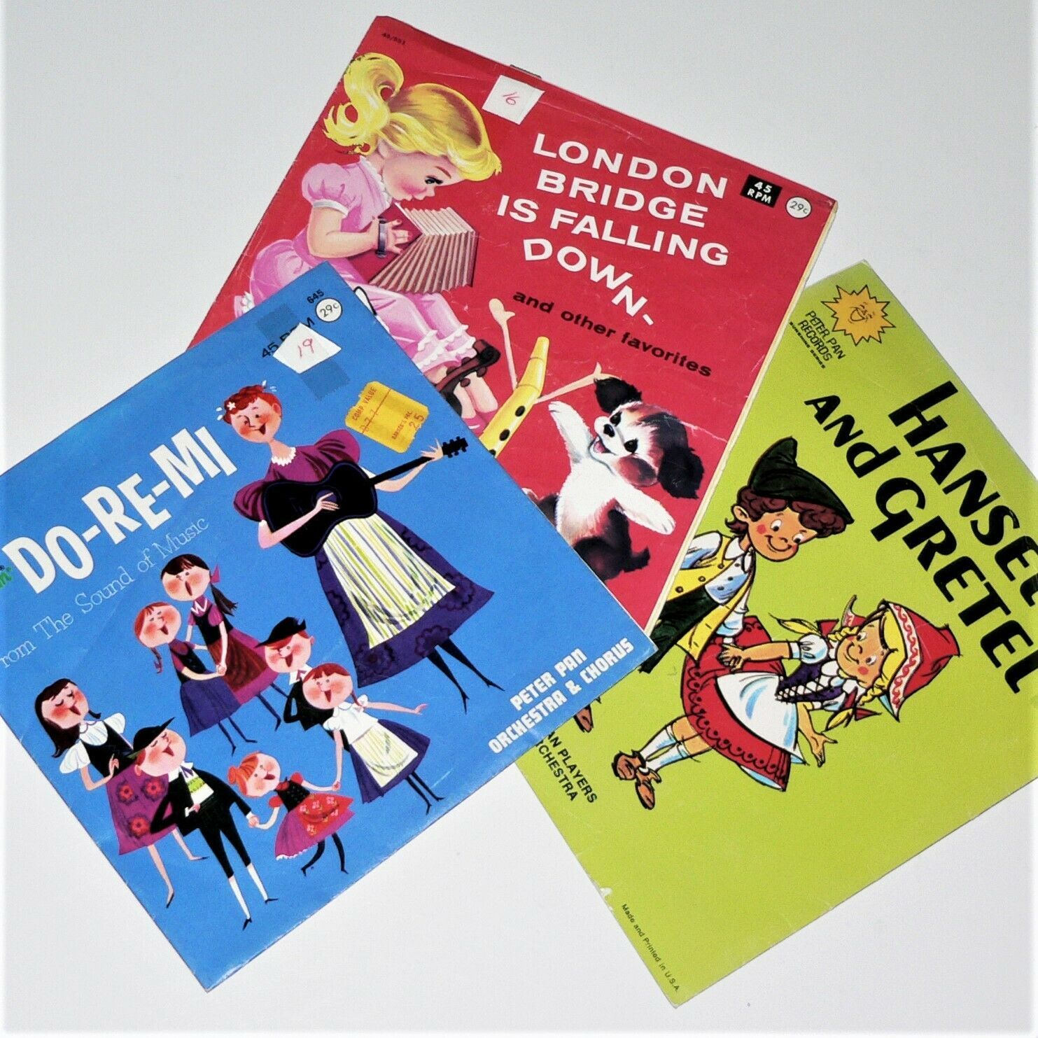 PETER PAN CHILDRENS 45&#39;s ~ Lot of 3 ~ P/S ~ HANSEL &amp; GRETEL / DO-RE-MI /... - $10.88