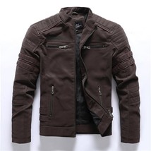 Winter Motorcycle PU Leather Jacket Men 2022 Vintage Fleece Warm Multi-pocket Le - £64.91 GBP