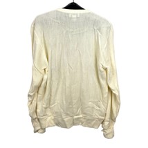 VTG Cream V Neck Cardigan Sweater Men&#39;s Large LOGO Grandpa Wear - £17.98 GBP