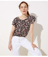 LOFT Paisley Double Bar Back Flutter Top Black New - $645.61 MXN