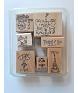 Stampin&#39; Up French Twist Set 7 Rubber Stamps 2001 RARE Retired Just For You - $19.28 CAD