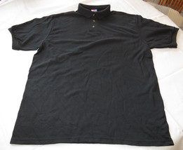 Hanes Stay Clean adult large L 42-44 mens Black short sleeve polo shirt NOS - $24.74