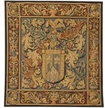 Tapestry Aubusson Fleur De Lis 53x57 57x53 Red Hand-Woven With Backing and Rod - £1,441.52 GBP