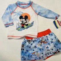 Baby Boy Mickey Mouse Swim Shirt and Shorts Swimsuit Size 0 3 Months Disney - £15.02 GBP