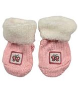 Baby Girl Pink Knit Booties Socks Newborn Infant White Trim Butterfly Ap... - $15.84