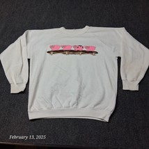 ** Vintage Alore Sweatshirt Women Size Large White Happy Piggies - $15.23