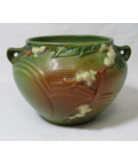 VTG Roseville Snowberry Fern Green Jardiniere Bowl Vase Handles 4-1/4" Tall - $98.99