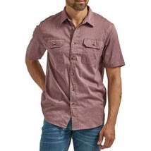 Wrangler Men&#39;s Short Sleeve Woven Shirt Sable Heather Pockets XL - £15.17 GBP