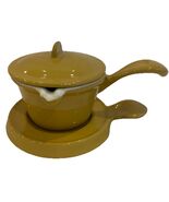 Vintage Miniature Saucepan with Trivet Cast Iron Descoware Belgium Gold - $53.50 CAD