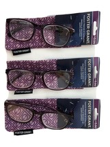 LOT OF 3 FOSTER GRANT  READING GLASSES +3.00 NEW WITH CASE - £13.10 GBP